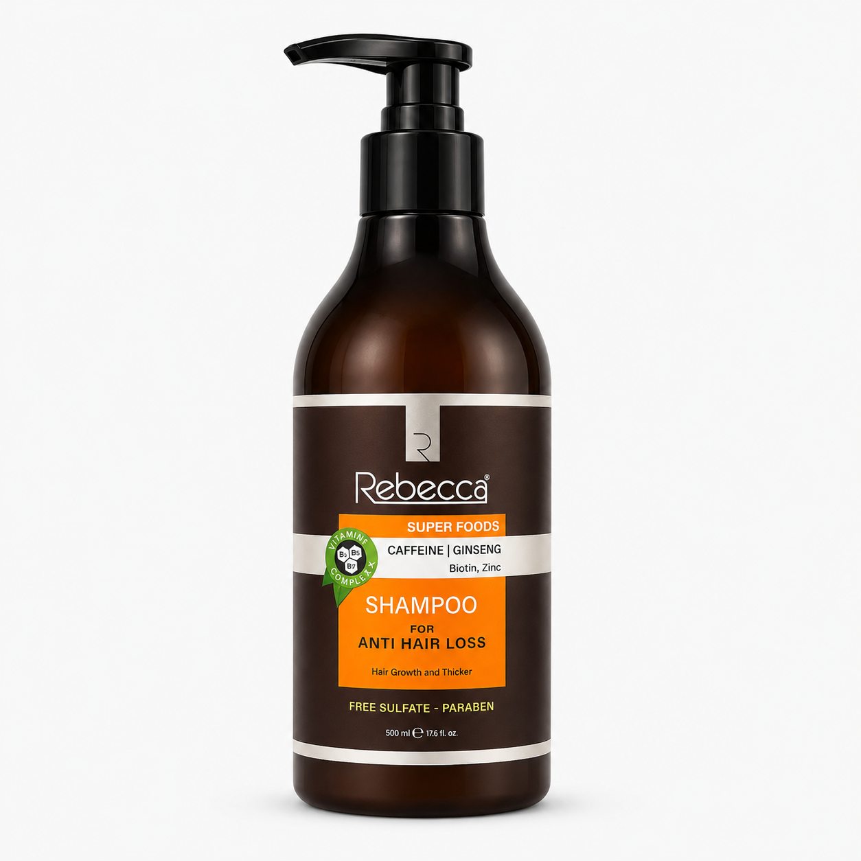 Rebecca Super Foods Anti Hair Loss Shampoo with Caffeine, Ginseng, Biotin & Zinc – 500 ml