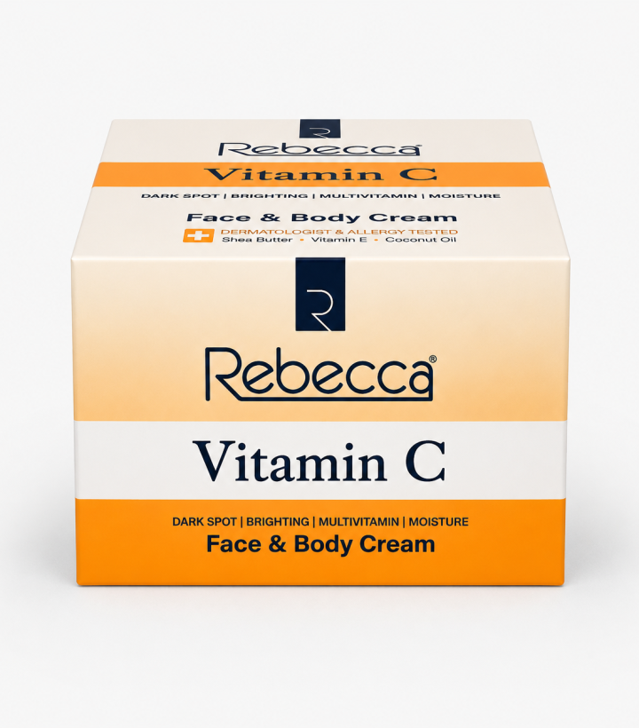 Rebecca Vitamin C Brightening Face & Body Cream with Shea Butter, Vitamin E & Coconut Oil – 240 ml